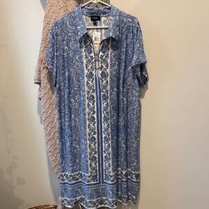 Blue and White Patterned Dress